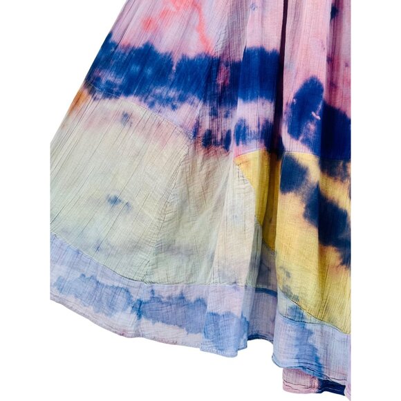 RARE Vintage Free People Hippie Tie Dye Gauzy Flowy Maxi Skirt Coastal Boho Y2K - Picture 5 of 16